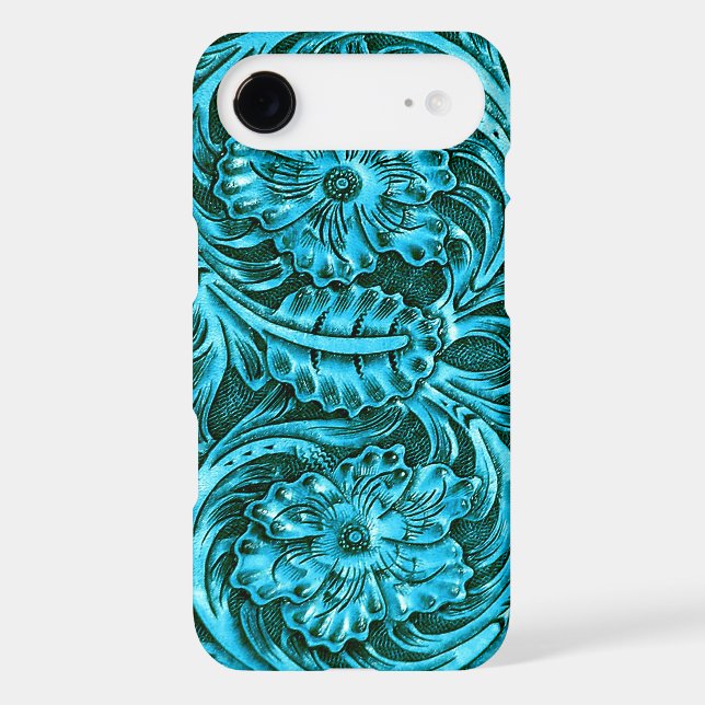 Exotic Tooled Leather Look | turquoise Case-Mate iPhone Case (Back)
