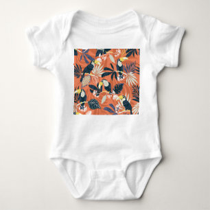 Exotic Toucan Jungle Scene Baby Bodysuit