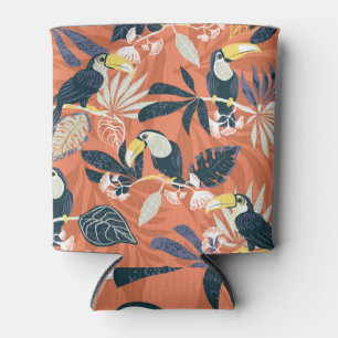 Exotic Toucan Jungle Scene Can Cooler