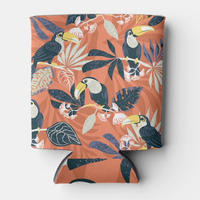 Exotic Toucan Jungle Scene Can Cooler (Front)