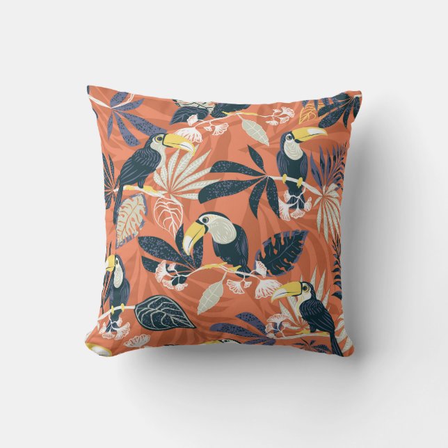 Exotic Toucan Jungle Scene Cushion (Front)