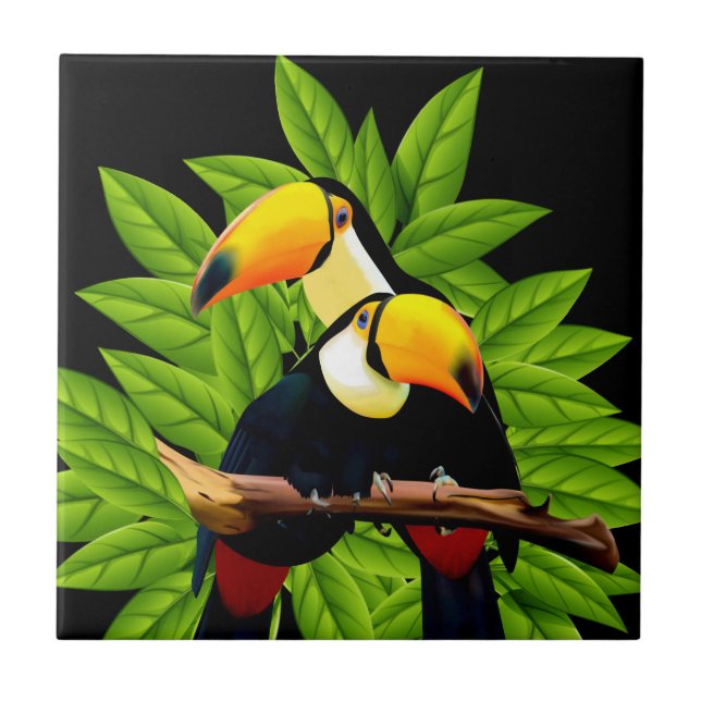Exotic Toucans Ceramic Tile (Front)