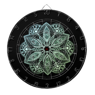Exotic Tribal Green Gradient Mandala Dartboard
