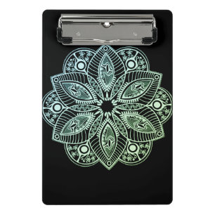 Exotic Tribal Green Gradient Mandala Mini Clipboard