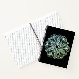 Exotic Tribal Green Gradient Mandala Notebook