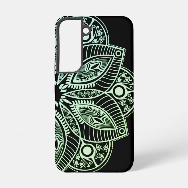 Exotic Tribal Green Gradient Mandala Samsung Galaxy S22 Case (Back)