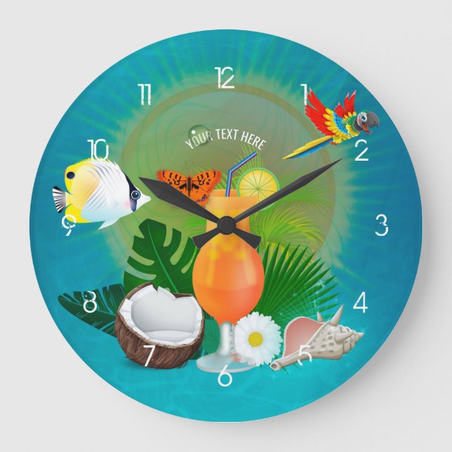 Exotic Tropical Beach Large Clock (Front)