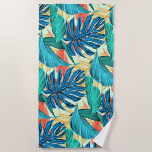 Exotic Tropical Beach Towel with Leaves Your Colou