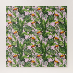 Exotic Tropical Bird Jungle Foliage Jigsaw Puzzle
