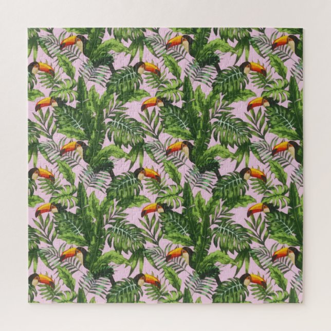 Exotic Tropical Bird Jungle Foliage Jigsaw Puzzle (Vertical)
