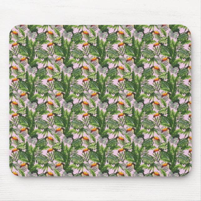 Exotic Tropical Bird Jungle Foliage Mouse Pad (Front)