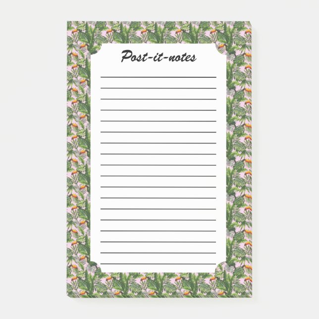 Exotic Tropical Bird Jungle Foliage Post-it Notes (Front)