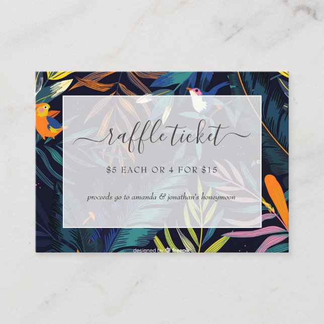 Exotic Tropical Bridal Shower Raffle Ticket Enclosure Card (Front)
