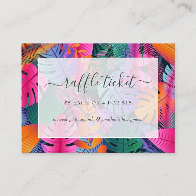 Exotic Tropical Bridal Shower Raffle Ticket Enclosure Card (Front)