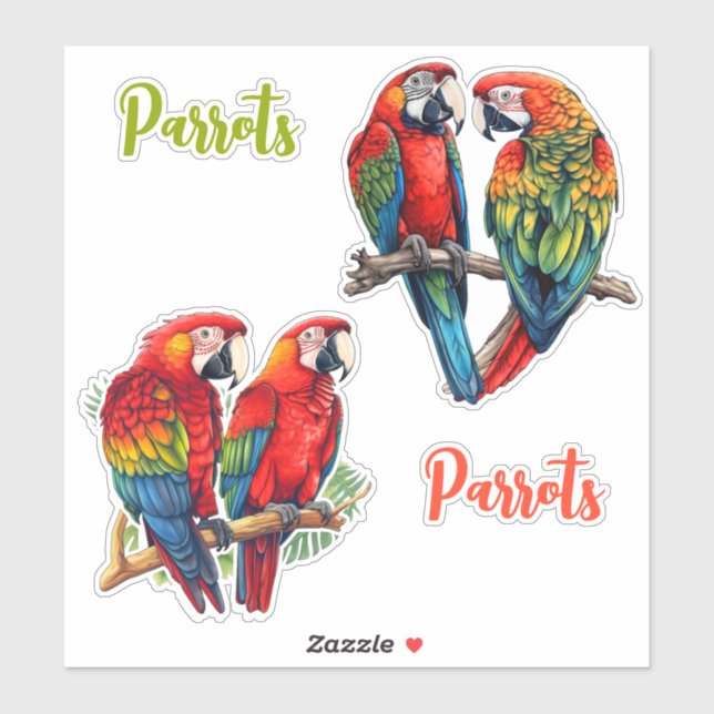 Exotic Tropical Colourful Cutomizable Parrots (Sheet)