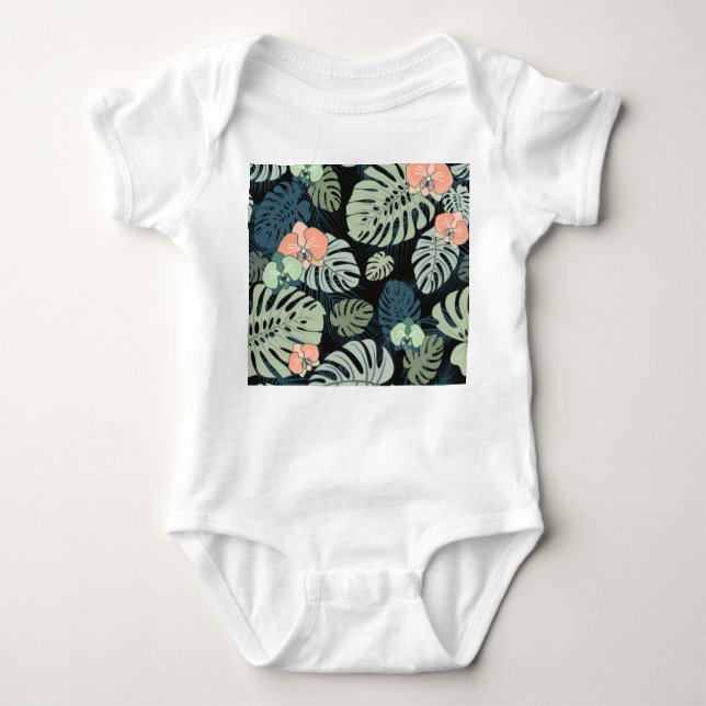 Exotic Tropical: Floral Pattern Baby Bodysuit (Front)