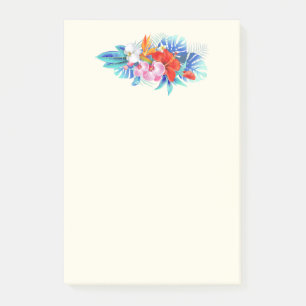 Exotic Tropical Flowers in Pink and Turquoise Post-it Notes