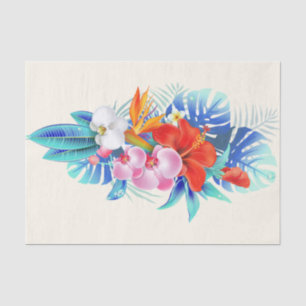 Exotic Tropical Flowers in Pink and Turquoise Tissue Paper