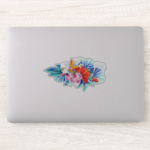 Exotic Tropical Flowers - Pink & Aquamarine