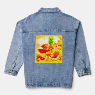 Exotic Tropical Fruits Painting. Buy Now Denim Jacket