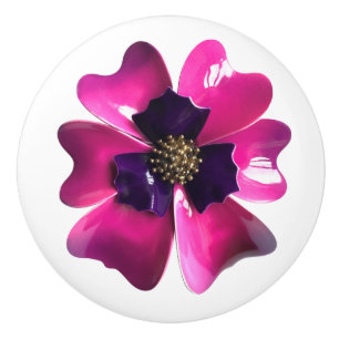 Exotic Tropical Hawaii Orchid Purple Pink Flower Ceramic Knob