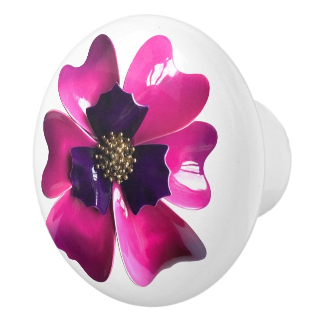 Exotic Tropical Hawaii Orchid Purple Pink Flower Ceramic Knob (Right)