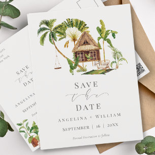 Exotic Tropical Jungle Wedding Save the Date Postcard