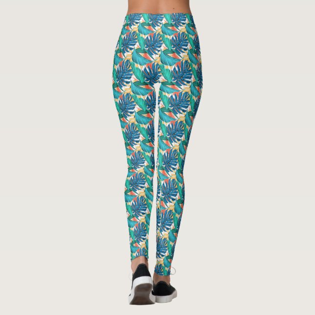 Exotic Tropical Leaves 4 Leggings (Back)