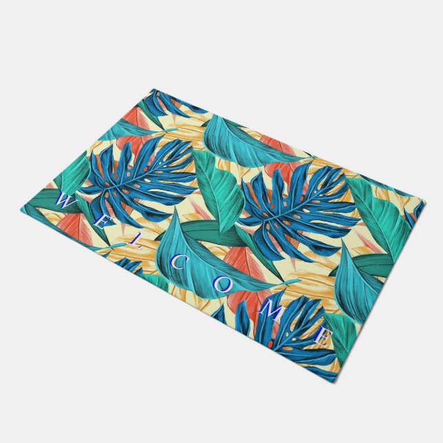 Exotic Tropical Leaves - Beautiful - Welcome Doormat (Angled)
