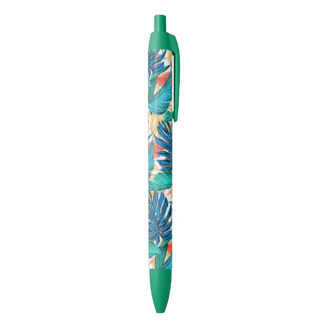 Exotic Tropical Leaves Blue Ink Pen (Bottom (Vertical))