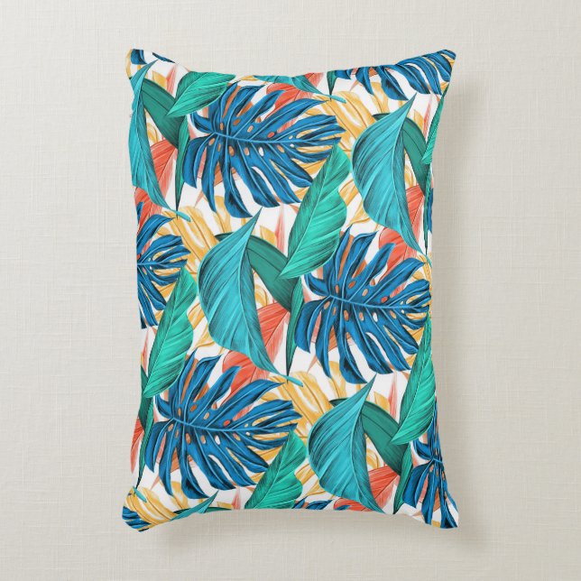 Exotic Tropical Leaves Decorative Cushion (Front(Vertical))
