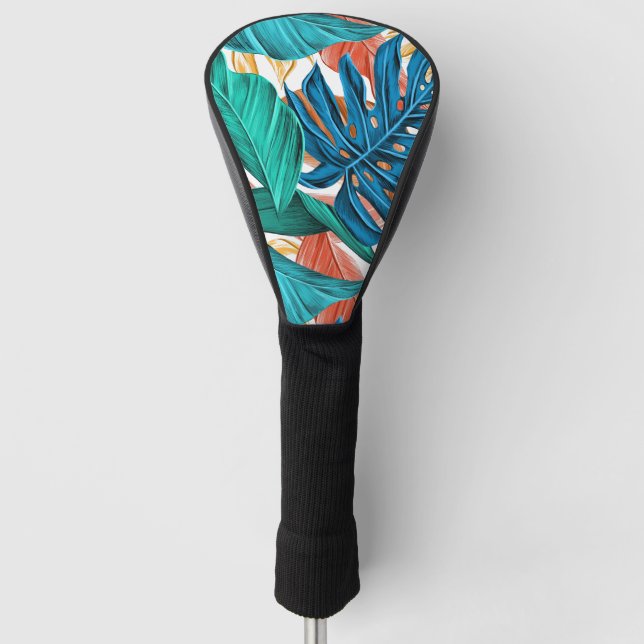 Exotic Tropical Leaves Print  Golf Head Cover (Front)