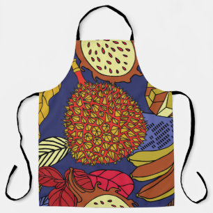 Exotic tropical mix of fruits. Bright floral natur Apron
