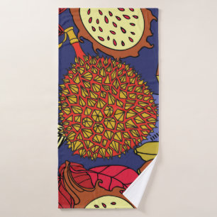 Exotic tropical mix of fruits. Bright floral natur Bath Towel