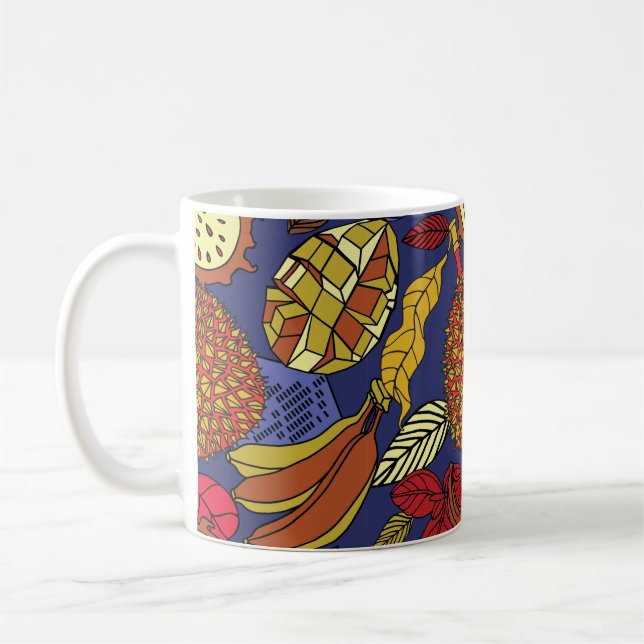 Exotic tropical mix of fruits. Bright floral natur Coffee Mug (Left)