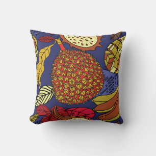 Exotic tropical mix of fruits. Bright floral natur Cushion