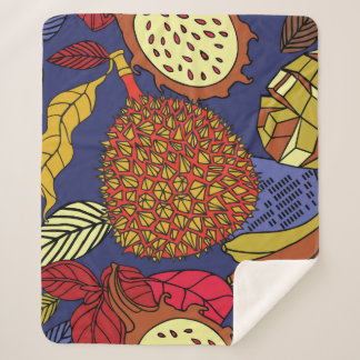Exotic tropical mix of fruits. Bright floral natur Sherpa Blanket