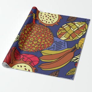 Exotic tropical mix of fruits. Bright floral natur Wrapping Paper