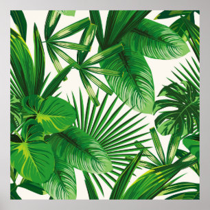 Exotic tropical natural green leaves composition o poster