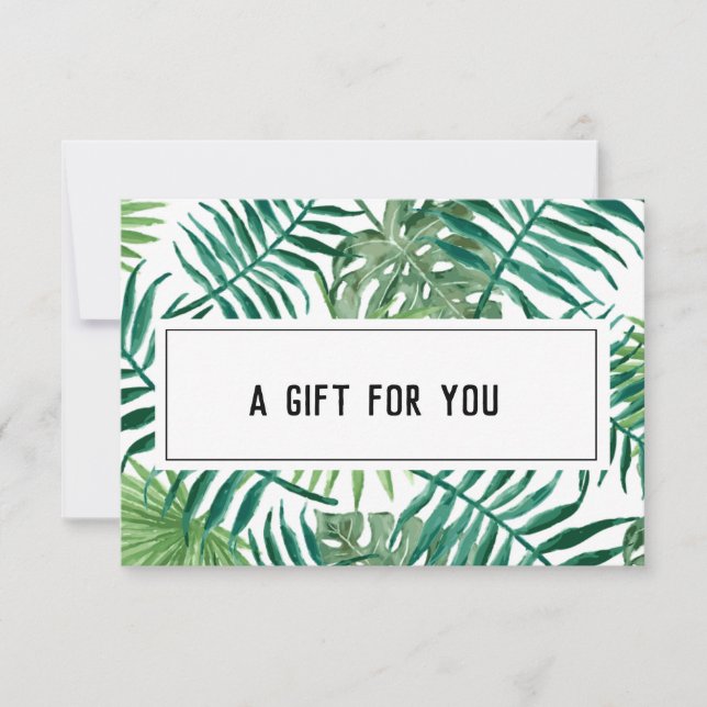 Exotic Tropical Palm Leaves White Gift Certificate (Front)