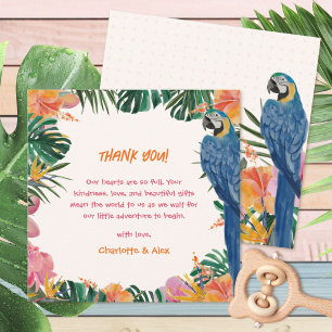 Exotic Tropical Parrot Jungle Baby Shower Thank You Card