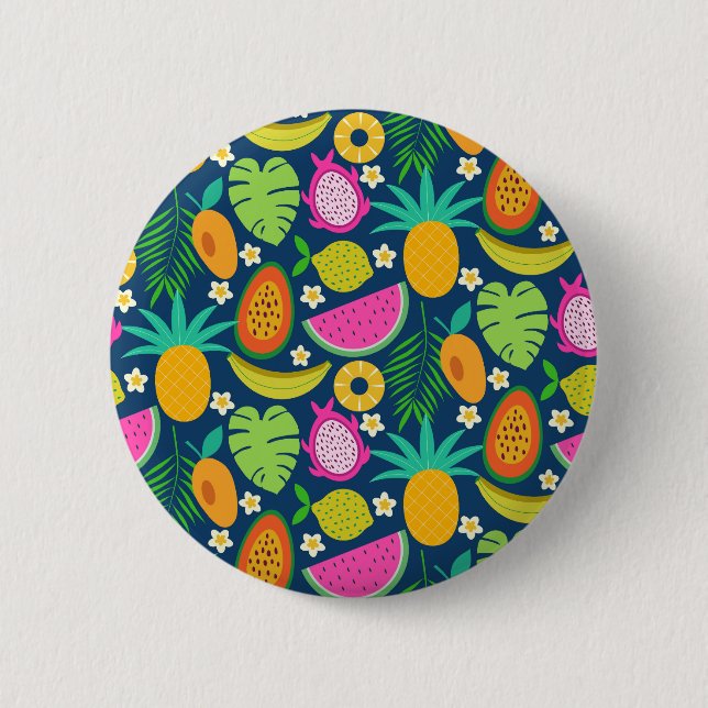 Exotic Tropical Pineapple Banana Dragon fruit  6 Cm Round Badge (Front)