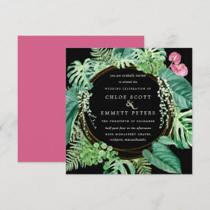 Exotic Tropical Pink Floral Winter Wedding Invitation