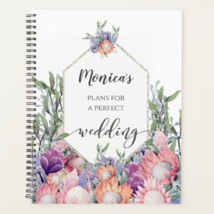 Exotic Tropical Protea Watercolor Wedding Planner