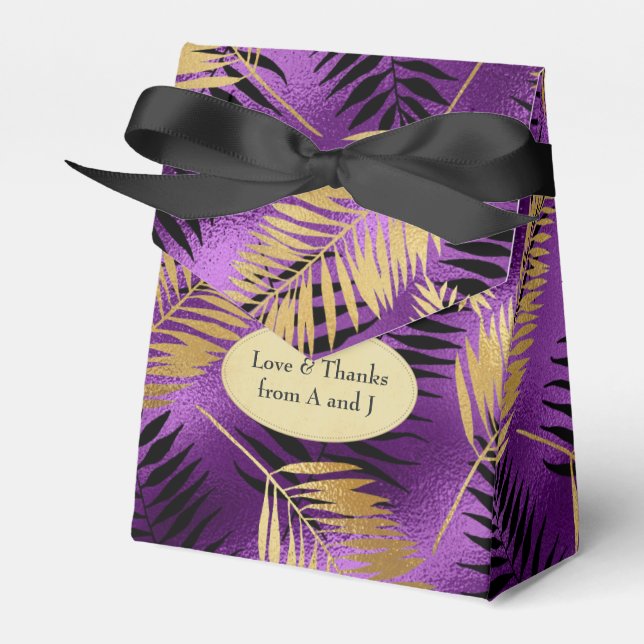 Exotic Tropical Purple and Gold Favour Box (Front Side)