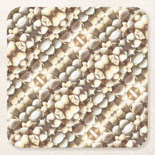 Exotic Tropical Sea Shells Summer Beach Theme Square Paper Coaster