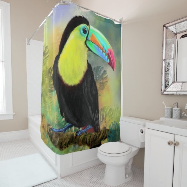 Exotic Tropical Toco Shower Curtain Toucan Bird (In Situ)
