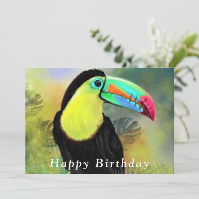 Exotic Tropical Toco Toucan Bird - Happy Birthday  (Standing Front)