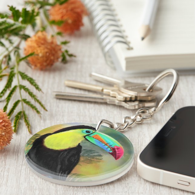 Exotic Tropical Toco Toucan Bird Keychain (Front Right)