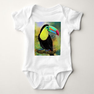 Exotic Tropical Toco Toucan Bird - Painting Migned Baby Bodysuit
